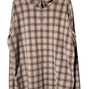 Johnston & Murphy‎ Beige and Brown 2XL XXL Plaid Half Zip Pullover